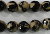 CAG5164 15 inches 12mm faceted round tibetan agate beads wholesale