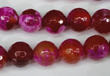 CAG5184 15 inches 12mm faceted round fire crackle agate beads