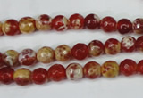 CAG5186 15 inches 6mm faceted round fire crackle agate beads