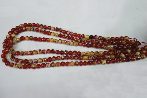 CAG5186 15 inches 6mm faceted round fire crackle agate beads