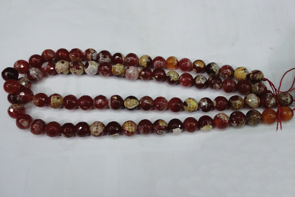 CAG5188 15 inches 10mm faceted round fire crackle agate beads