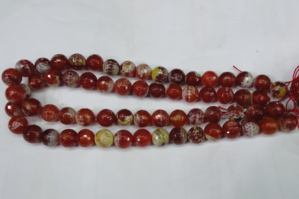 CAG5189 15 inches 12mm faceted round fire crackle agate beads