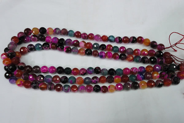 CAG5192 15 inches 8mm faceted round fire crackle agate beads