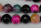 CAG5194 15 inches 12mm faceted round fire crackle agate beads