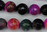 CAG5195 15 inches 14mm faceted round fire crackle agate beads