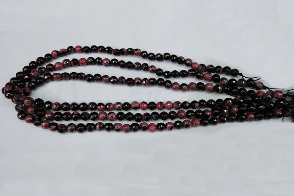 CAG5197 15 inches 6mm faceted round fire crackle agate beads