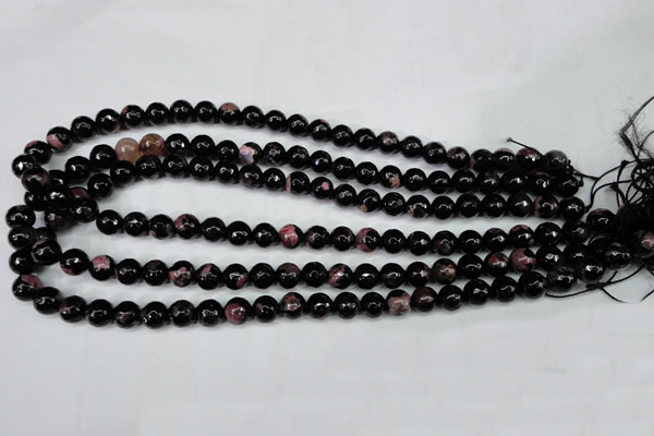 CAG5198 15 inches 8mm faceted round fire crackle agate beads