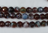 CAG5206 15 inches 6mm faceted round fire crackle agate beads