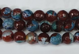 CAG5207 15 inches 8mm faceted round fire crackle agate beads