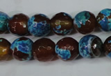 CAG5208 15 inches 10mm faceted round fire crackle agate beads