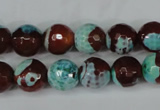 CAG5215 15 inches 10mm faceted round fire crackle agate beads