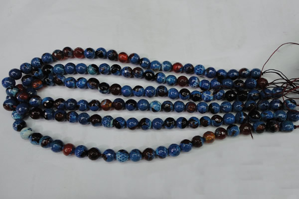 CAG5216 15 inches 8mm faceted round fire crackle agate beads