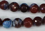 CAG5218 15 inches 12mm faceted round fire crackle agate beads