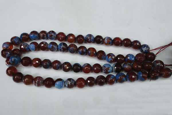 CAG5218 15 inches 12mm faceted round fire crackle agate beads