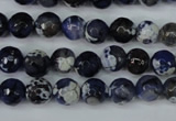 CAG5222 15 inches 8mm faceted round fire crackle agate beads