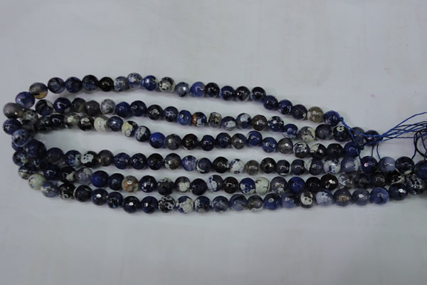 CAG5222 15 inches 8mm faceted round fire crackle agate beads