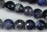 CAG5224 15 inches 12mm faceted round fire crackle agate beads