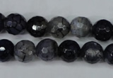 CAG5228 15 inches 10mm faceted round fire crackle agate beads