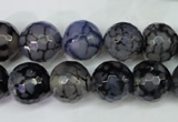 CAG5229 15 inches 12mm faceted round fire crackle agate beads