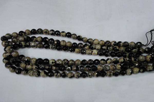 CAG5232 15 inches 10mm faceted round fire crackle agate beads