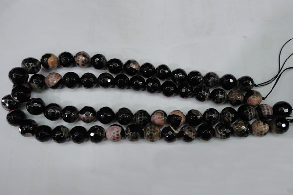 CAG5233 15 inches 12mm faceted round fire crackle agate beads