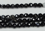 CAG5271 15.5 inches 4mm faceted round black line agate beads