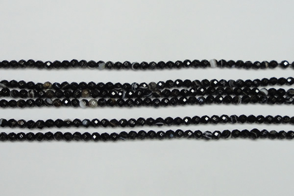 CAG5271 15.5 inches 4mm faceted round black line agate beads