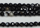 CAG5272 15.5 inches 6mm faceted round black line agate beads