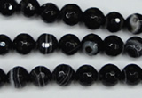 CAG5273 15.5 inches 8mm faceted round black line agate beads