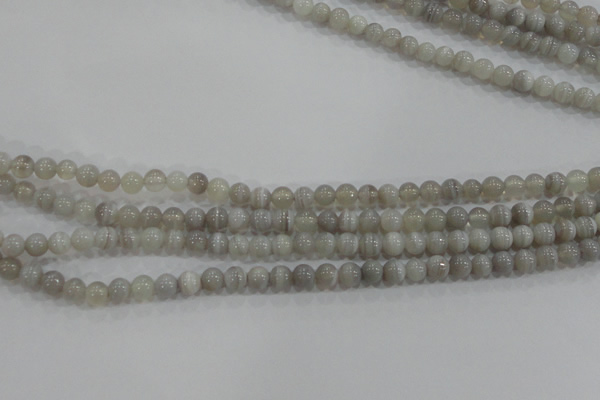 CAG5320 15.5 inches 4mm round grey line agate beads wholesale