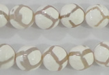 CAG5335 15.5 inches 12mm faceted round tibetan agate beads wholesale