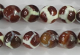 CAG5340 15.5 inches 12mm faceted round tibetan agate beads wholesale