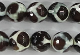 CAG5341 15.5 inches 14mm faceted round tibetan agate beads wholesale