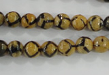 CAG5343 15.5 inches 8mm faceted round tibetan agate beads wholesale