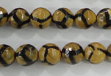 CAG5344 15.5 inches 10mm faceted round tibetan agate beads wholesale