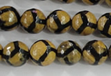 CAG5345 15.5 inches 12mm faceted round tibetan agate beads wholesale