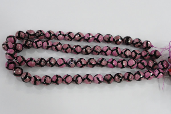 CAG5349 15.5 inches 12mm faceted round tibetan agate beads wholesale