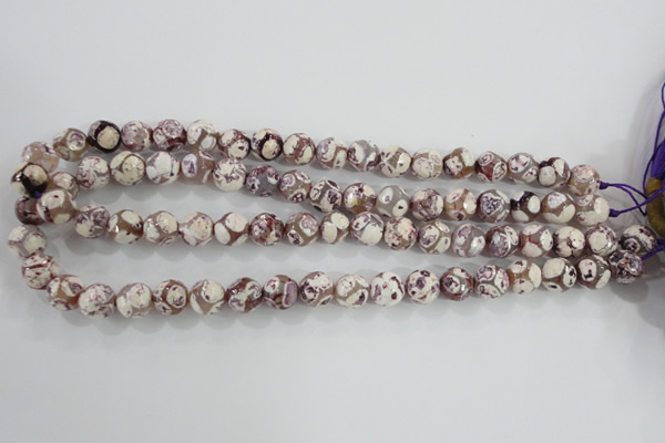 CAG5353 15.5 inches 10mm faceted round tibetan agate beads wholesale