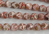 CAG5361 15.5 inches 8mm faceted round tibetan agate beads wholesale