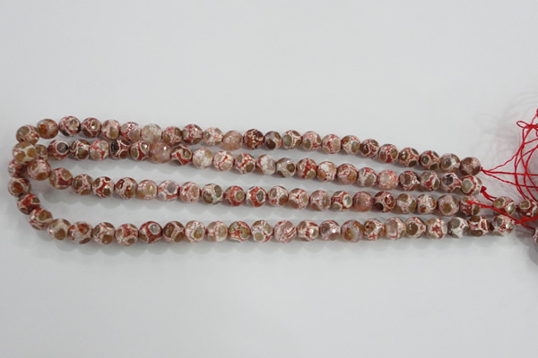 CAG5361 15.5 inches 8mm faceted round tibetan agate beads wholesale