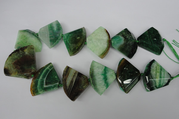 CAG5588 15 inches 30*40mm faceted triangle dragon veins agate beads