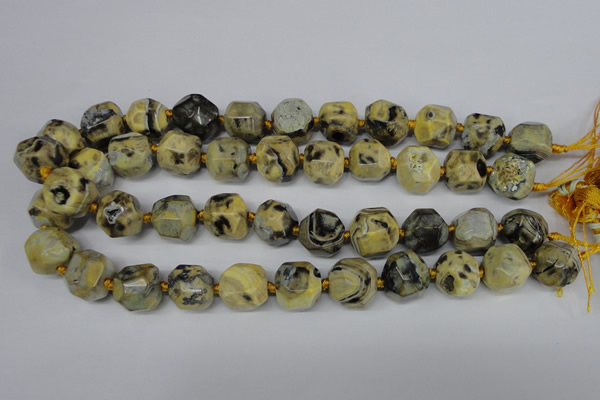 CAG5599 15 inches 15mm faceted nuggets agate gemstone beads