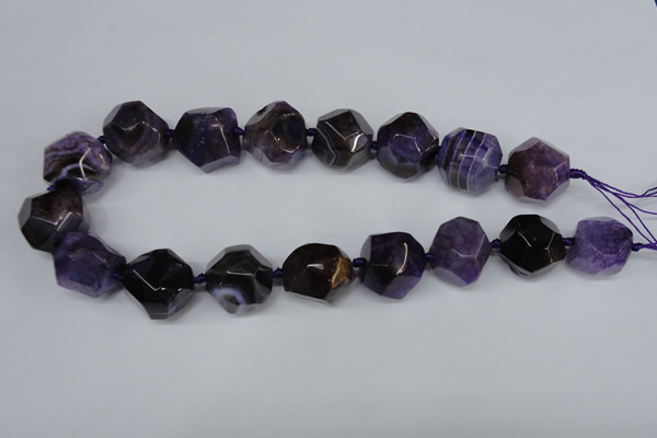 CAG5600 15 inches 24mm faceted nuggets agate gemstone beads