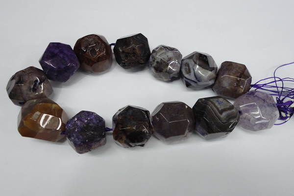 CAG5601 15 inches 25*30mm faceted nuggets agate gemstone beads