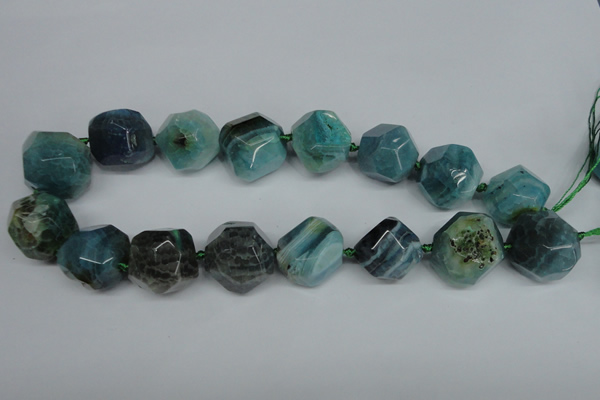 CAG5617 15 inches 24mm faceted nuggets agate gemstone beads