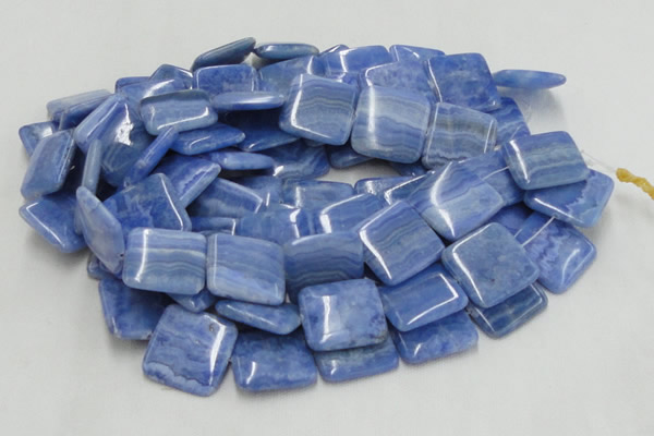 CAG563 16 inches 30*30mm square blue agate gemstone beads wholesale