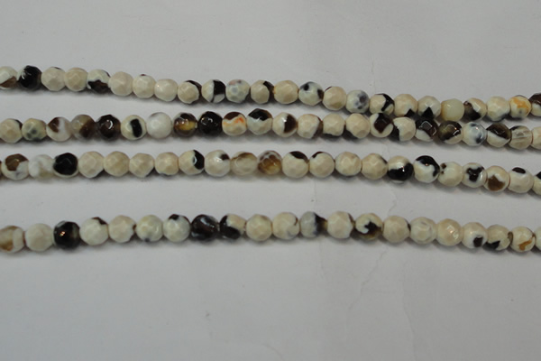 CAG5650 15 inches 4mm faceted round fire crackle agate beads