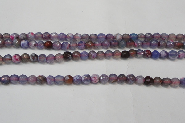 CAG5652 15 inches 4mm faceted round fire crackle agate beads