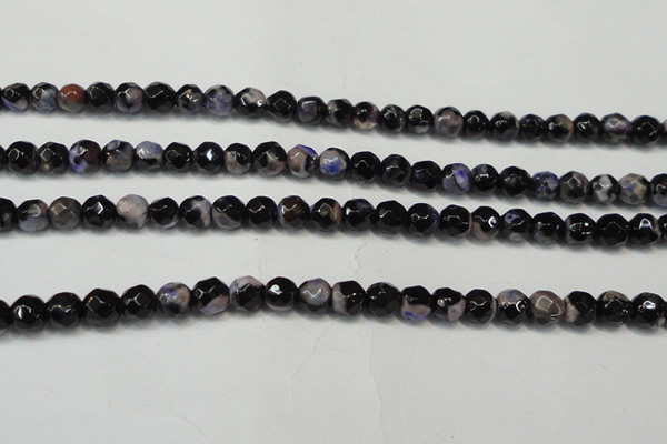 CAG5655 15 inches 4mm faceted round fire crackle agate beads