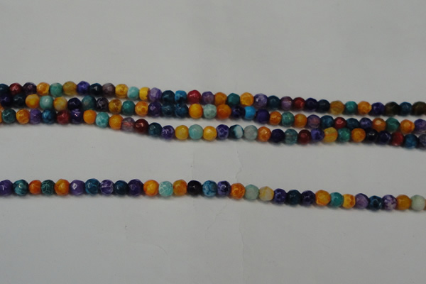 CAG5660 15 inches 4mm faceted round fire crackle agate beads